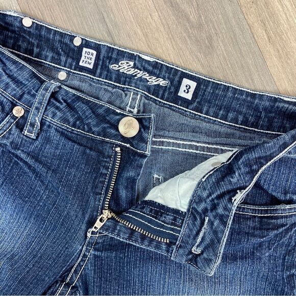 Rampage Distress Fade Straight Leg Stretch Jeans Blue Juniors 3 Low Rise Y2K - Picture 6 of 10